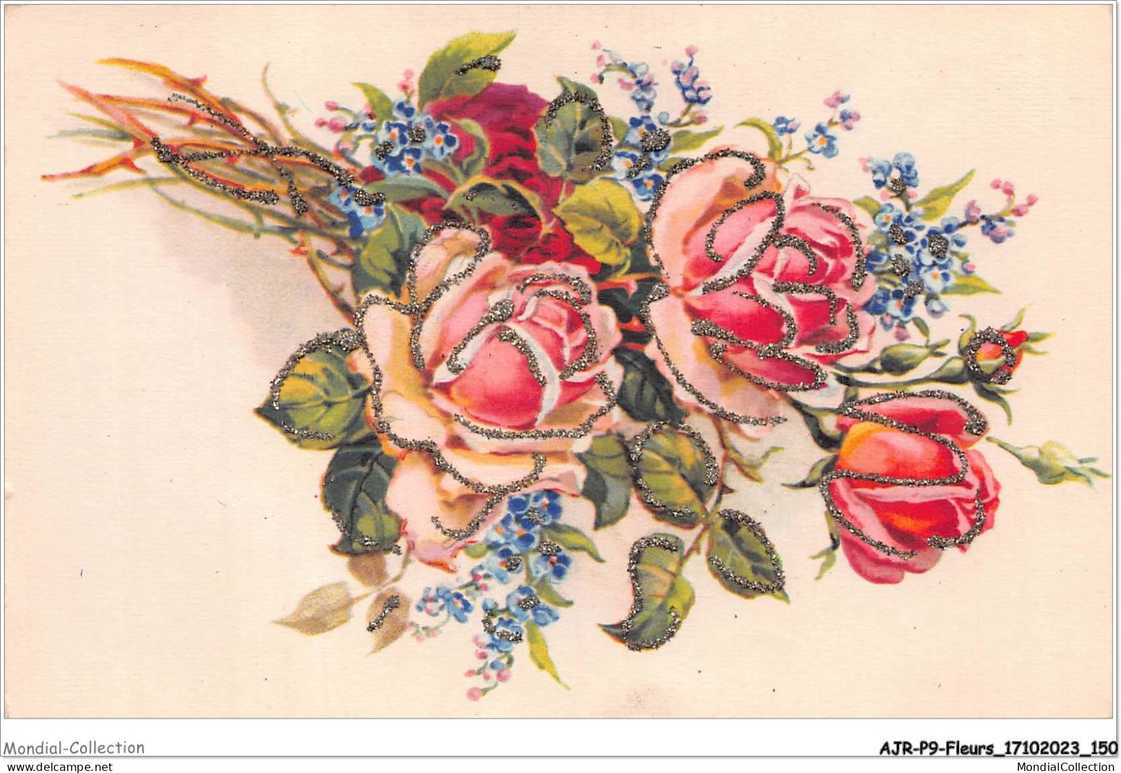 AJRP9-0960 - FLEURS - ROSES - MYOSOTIS - Blumen