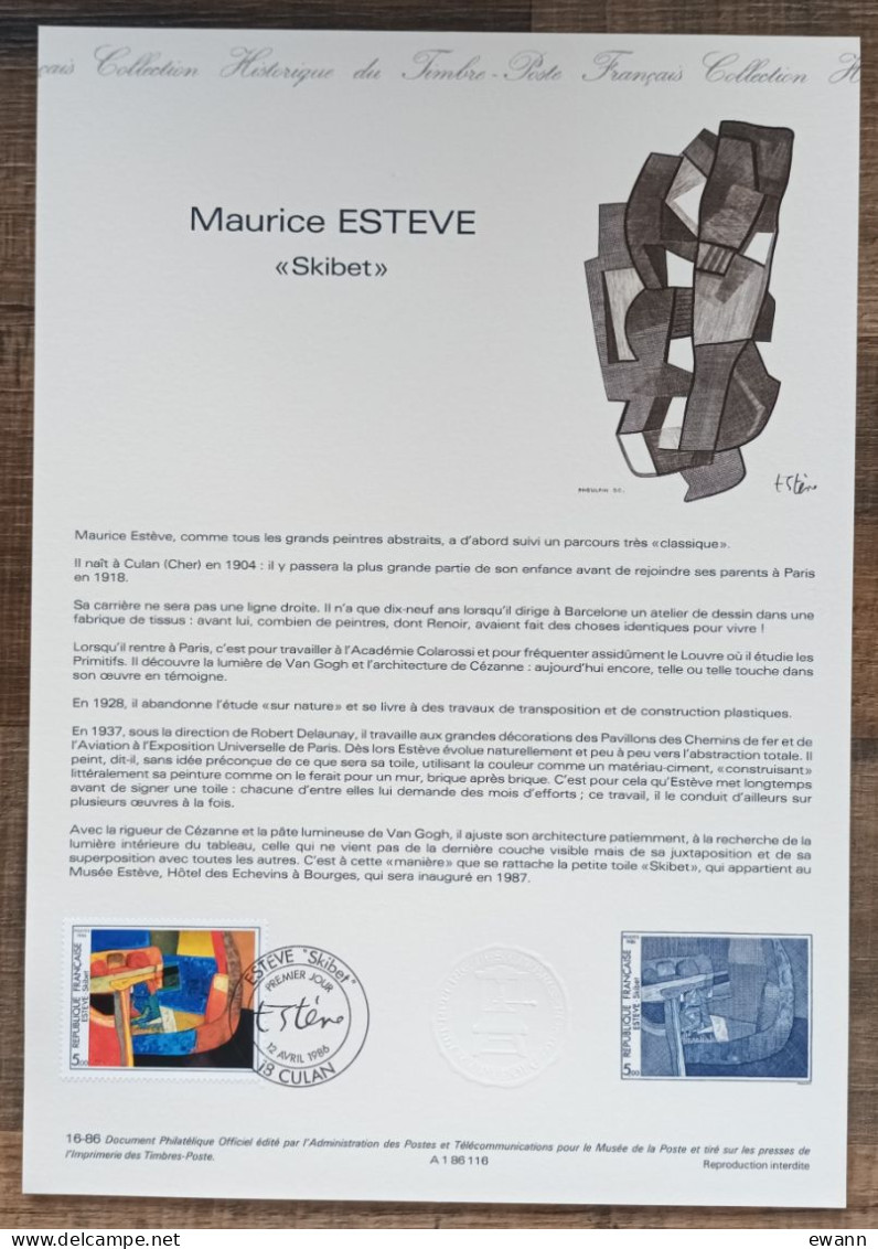 COLLECTION HISTORIQUE - YT N°2413 - MAURICE ESTEVE - 1986 - 1980-1989