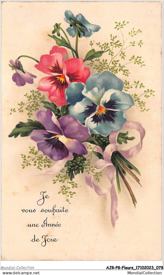 AJRP8-0823 - FLEURS - JE VOUS SOUHAITE UNE ANNEE DE JOIE - PENSEE - Flowers