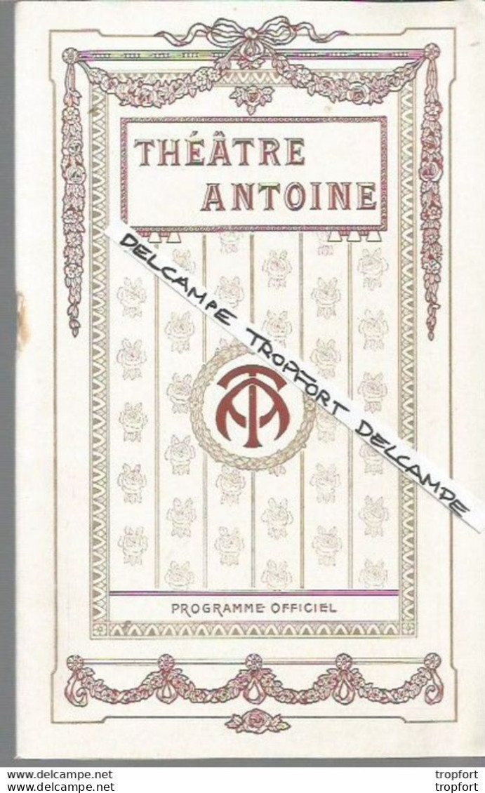 TC Vintage Program Théater Actress / PROGRAMME Théâtre ANTOINE 1912 Sous Marin HIRONDELLE Publicité MUCHA - Programma's