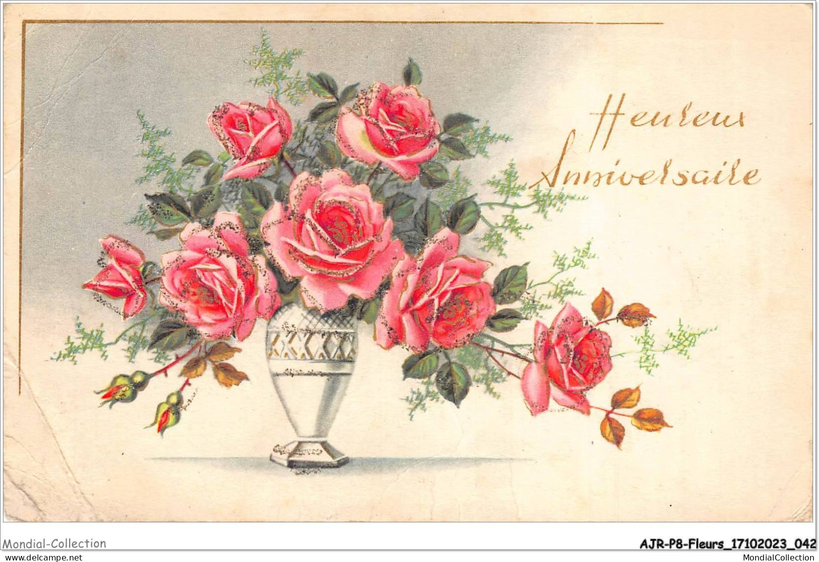 AJRP8-0805 - FLEURS - ROSE DANS UN VASE  - Flowers