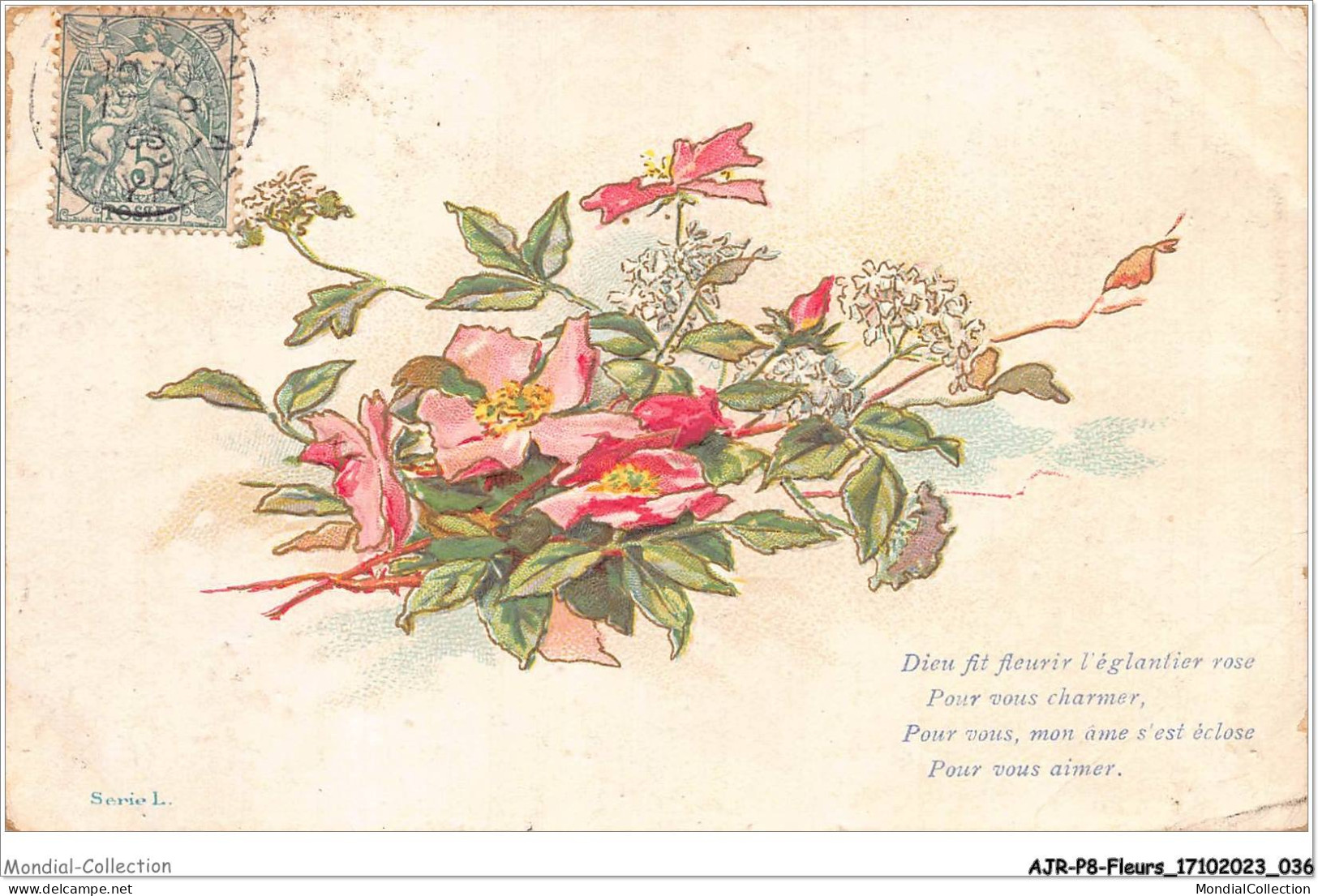 AJRP8-0802 - FLEURS - DIEU FIT FLEIRIR L'EGLANTIER ROSE POUR NOUS CHARMER  - Blumen