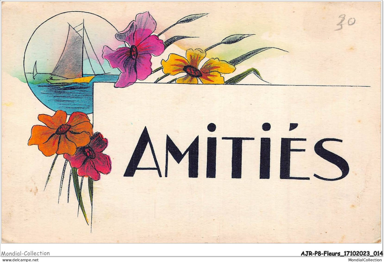 AJRP8-0791 - FLEURS - AMITIES - VOILIER ET FLEUR - Flowers
