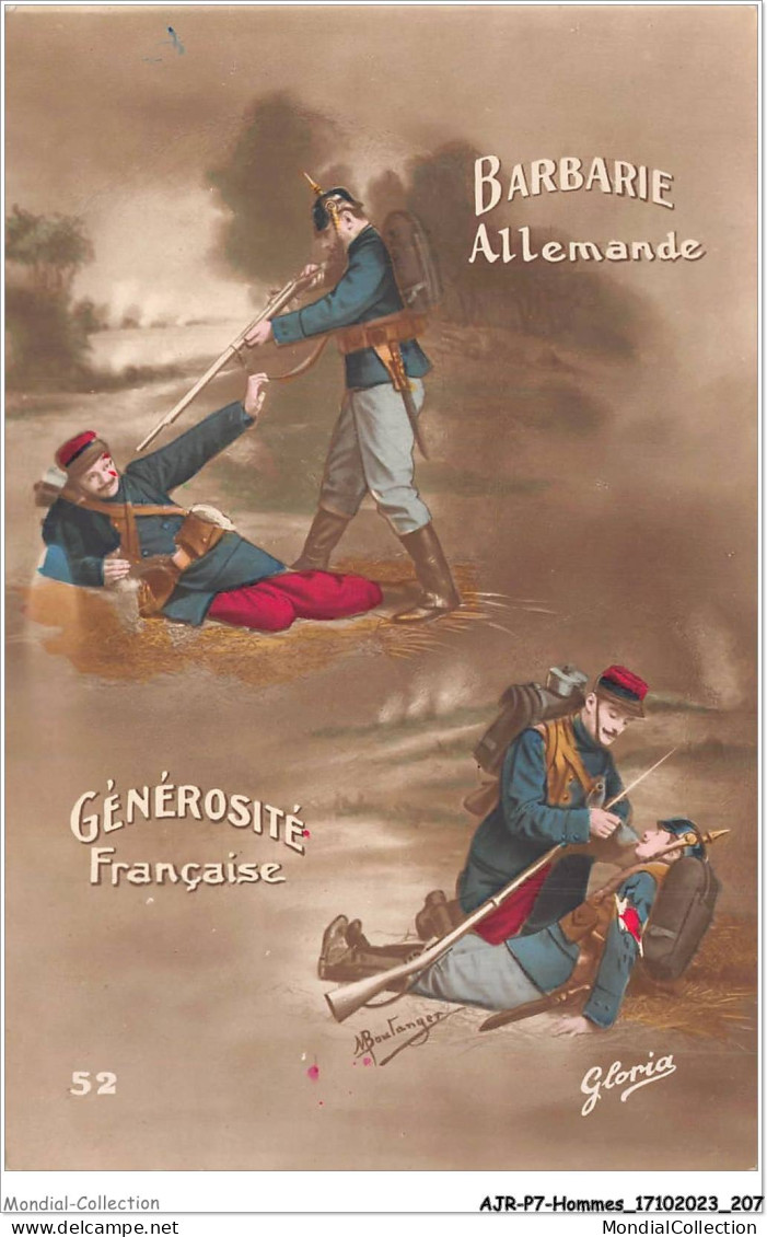 AJRP7-0752 - HOMMES - BARBARIE ALLEMANDE - GENEROSITE FRANCAISE  - Hombres