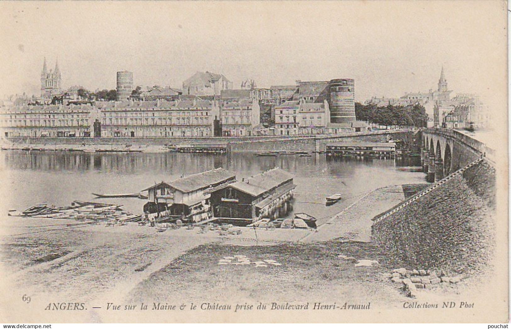 XXX -(49) ANGERS - VUE SUR LA MAINE ET LE CHATEAU PRISE DU BOULEVARD HENRI ARNAUD - BATEAUX LAVOIRS - 2 SCANS - Angers