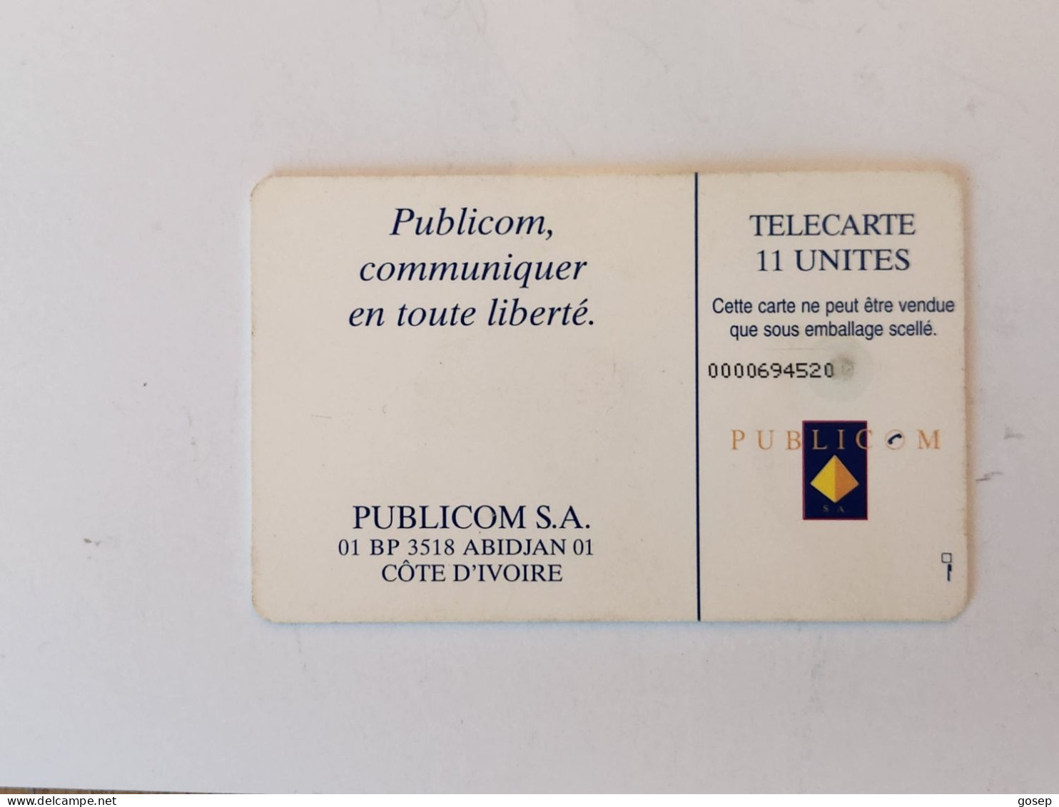 Ivory Coast-(CI-PUB-REF-0005A)-LOGO11-(26)-(publicom )-(0000694520)-used Card+1card Prepiad Free - Côte D'Ivoire