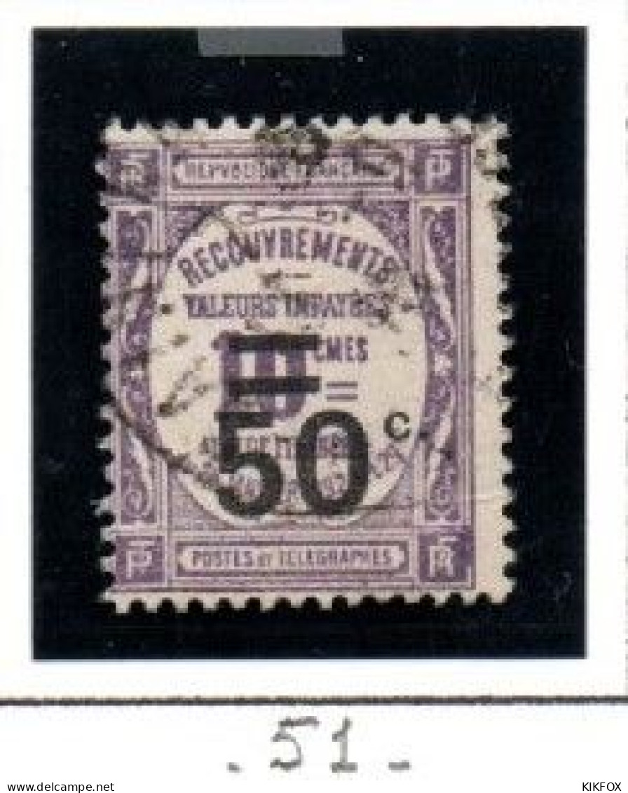 FRANCE ,FRANKREICH , 1926 ,  MI  53,  YT  51, TAXE,  50 C A 10 C, PERCEVOIR OBLITERES, GESTEMPELT - 1859-1959 Used