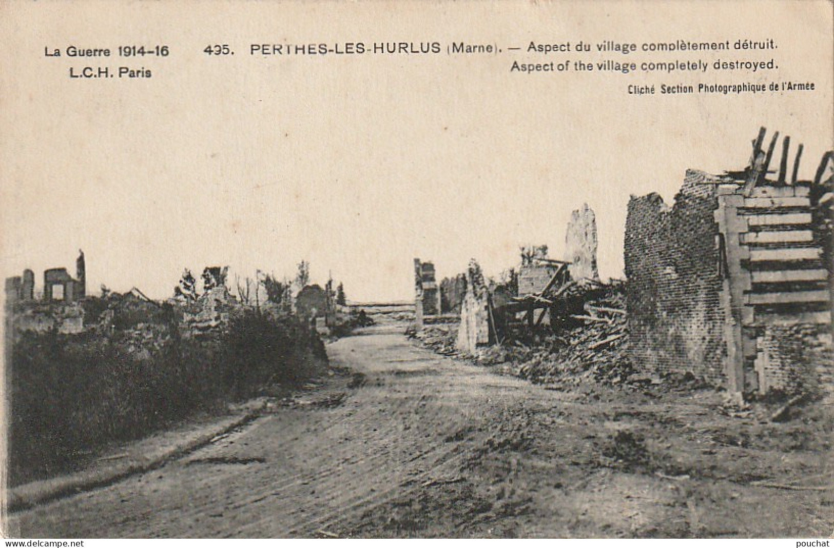 XXX -(51) GUERRE 1914/1916 - PERTHES LES HURLUS - ASPECT DU VILLAGE COMPLETEMENT DETRUIT - 2 SCANS - Other & Unclassified