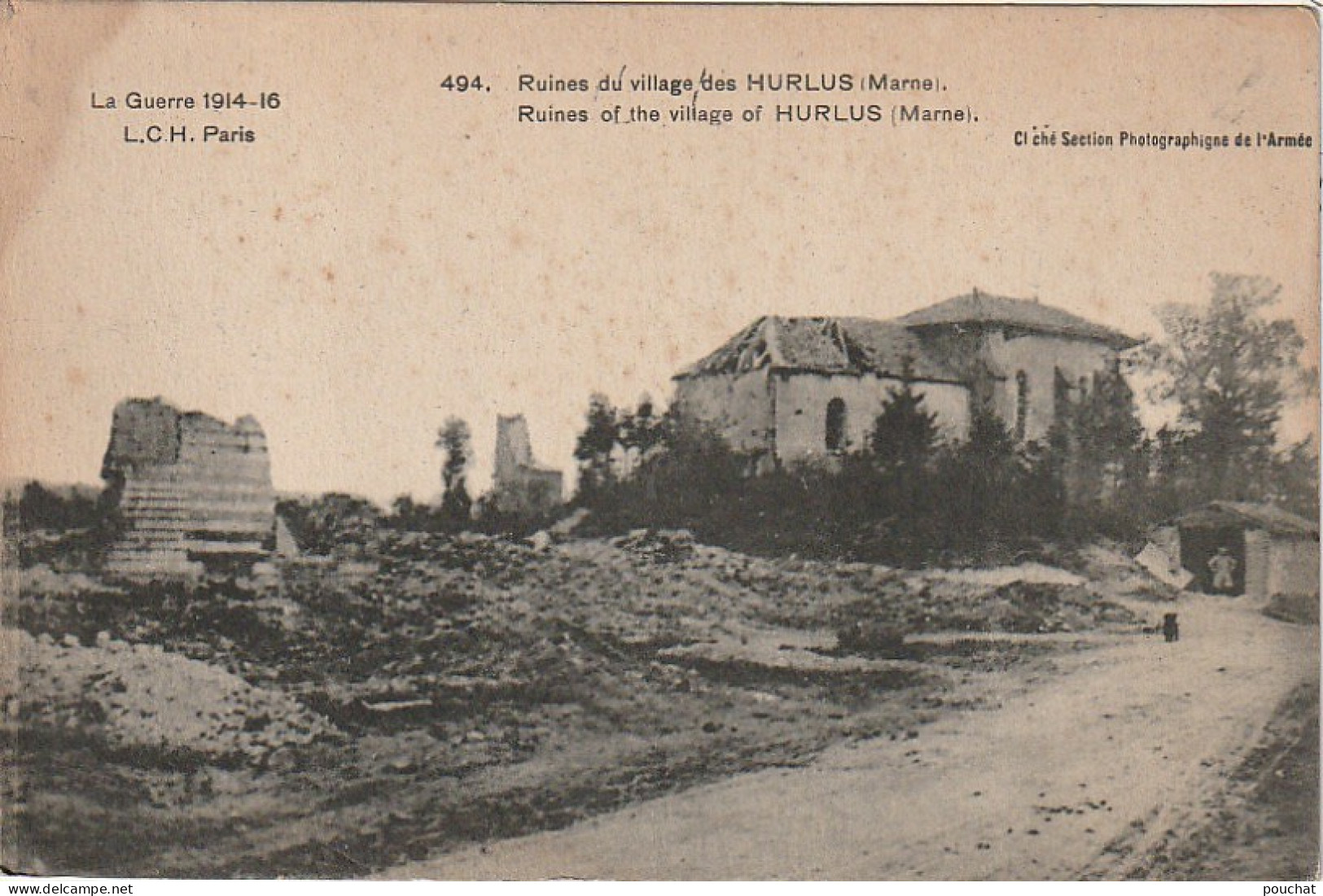 XXX -(51) GUERRE 1914/16 - RUINES DU VILLAGE DES HURLUS  - 2 SCANS - Sonstige & Ohne Zuordnung