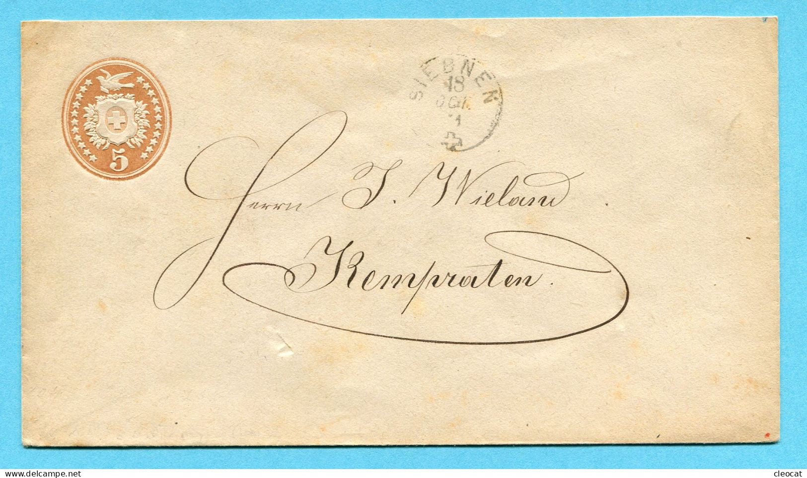 Tüblibrief Von Siebnen Nach Kempraten 1871 - Entiers Postaux
