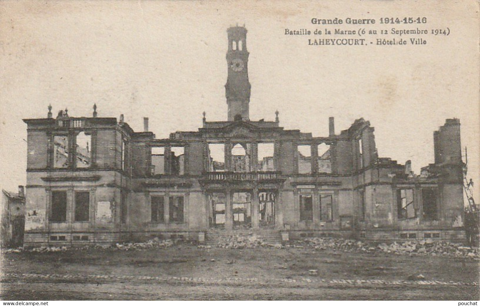 XXX -(55) GUERRE 1914/16 - LAHEYCOURT - HOTEL DE VILLE - RUINES - 2 SCANS - Other & Unclassified