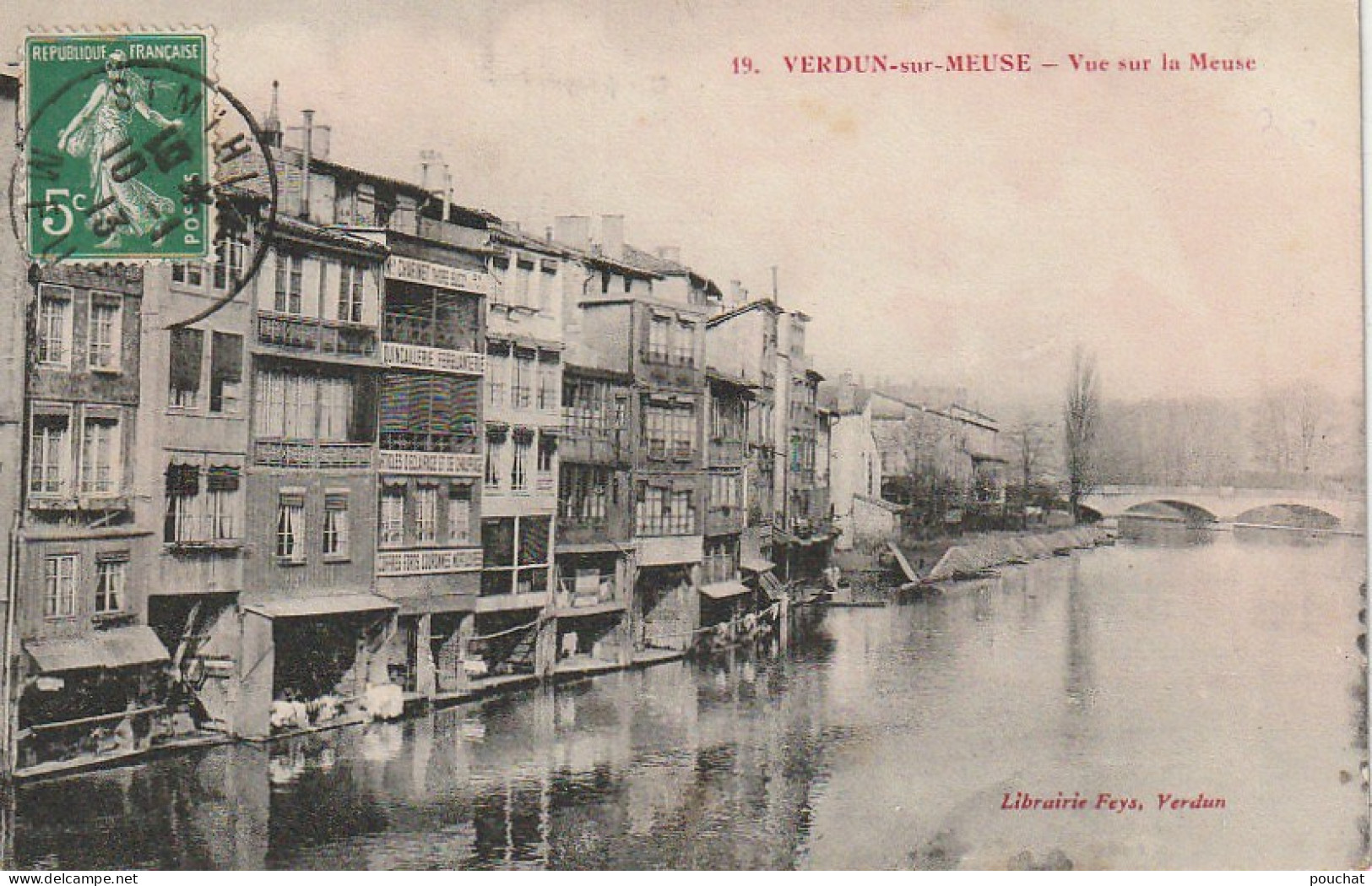 XXX -(55) VERDUN SUR MEUSE - VUE SUR LA MEUSE - QUINCAILLERIE CHARINET - LAVOIRS - 2 SCANS - Verdun