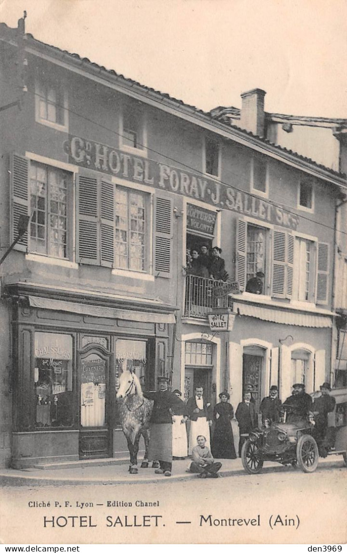 MONTREVEL (Ain) - Grand Hôtel Foray, J. Sallet Successeur - Cheval, Automobile - Voyagé 1911 (2 Scans) - Sin Clasificación