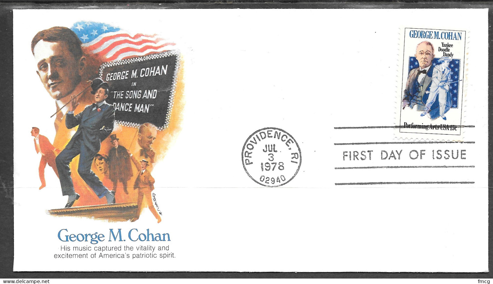 USA FDC Fleetwood Cachet, 1978 George Cohan - 1971-1980