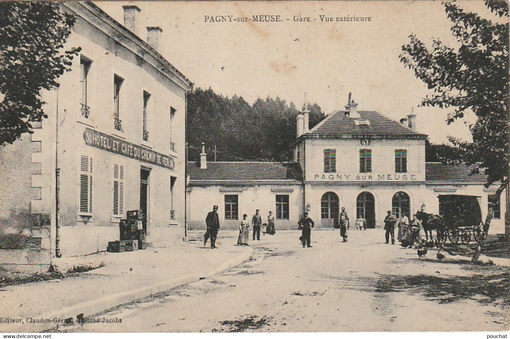 XXX -(55) PAGNY SUR MEUSE - GARE - VUE EXTERIEURE  - ANIMATION - HOTEL ET CAFE DU  CHEMIN DE FER - 2 SCANS - Otros & Sin Clasificación