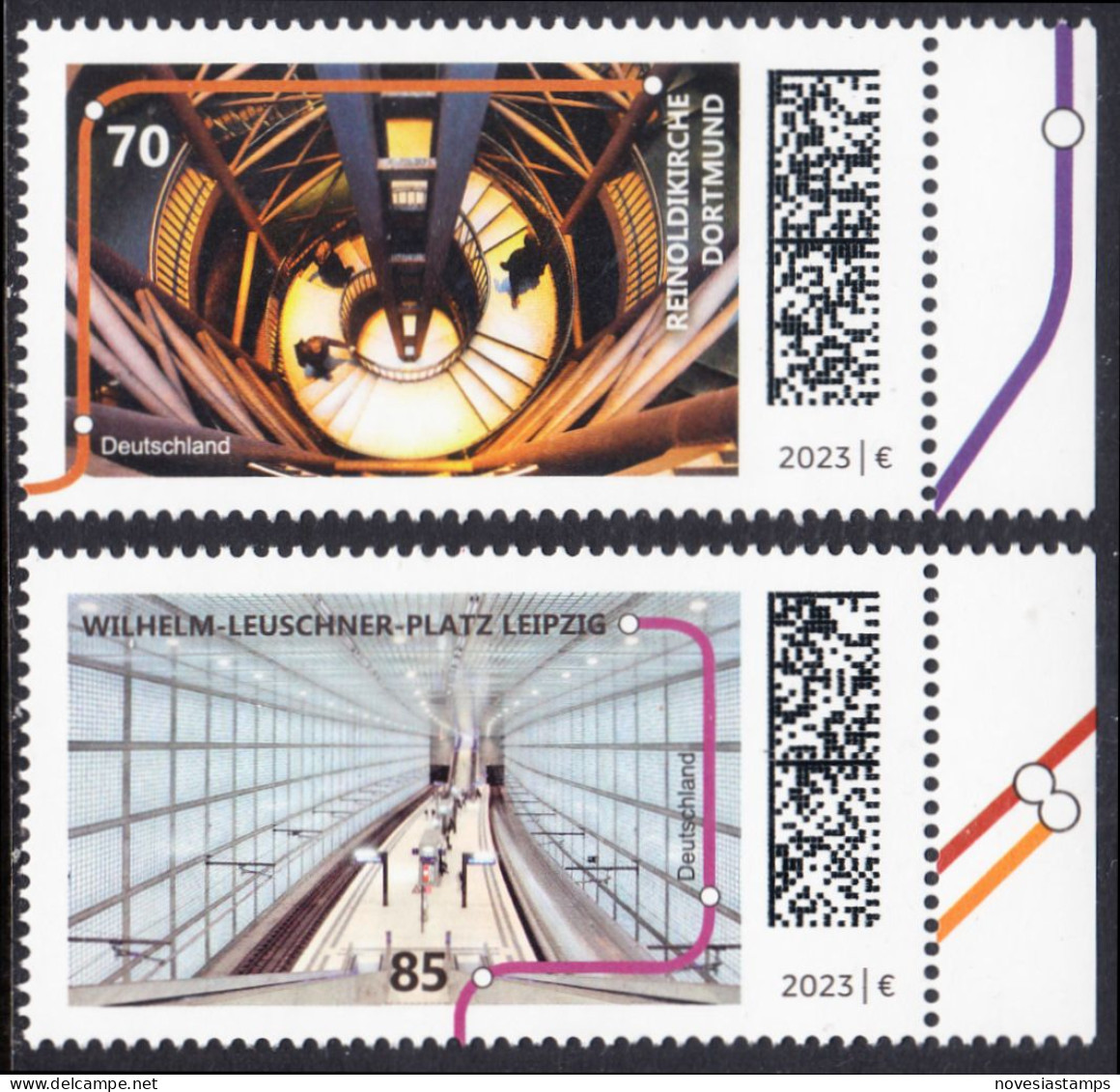 !a! GERMANY 2023 Mi. 3759-3760 MNH SET Of 2 SINGLES W/ Right Margins (b) - Subway-stations: Dortmund / Leipzig - Unused Stamps