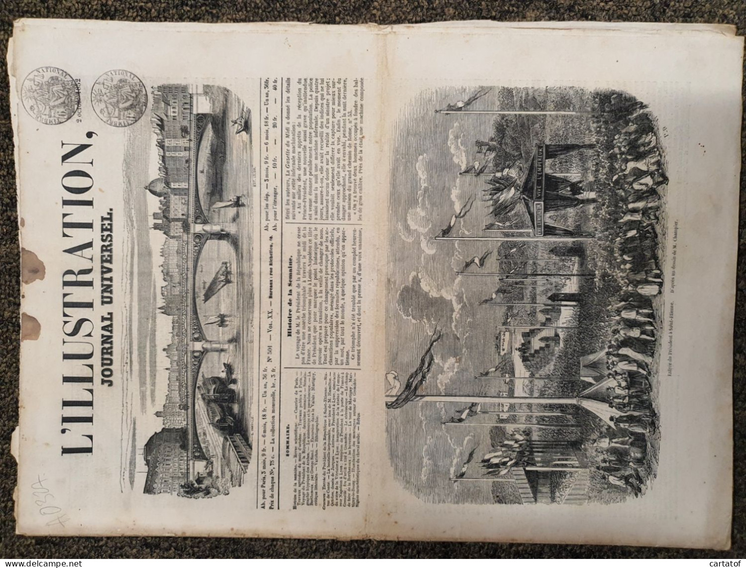 L'ILLUSTRATION Journal Universel 2 Octobre 1852 . Entrée Du Président à Saint-Etienne - 1850 - 1899