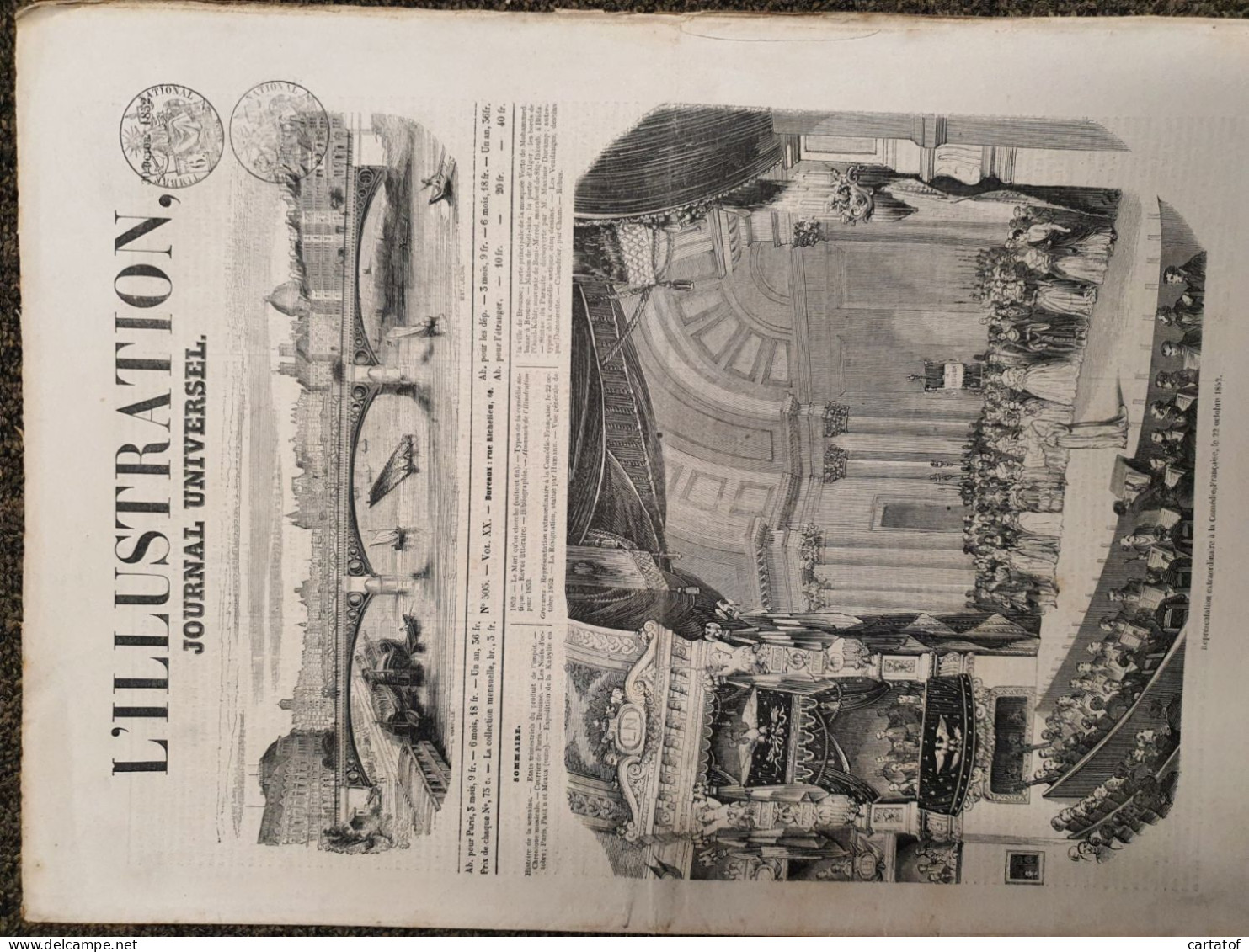 L'ILLUSTRATION Journal Universel 30 Octobre 1852 . Représentation De La Comédie Française - 1850 - 1899