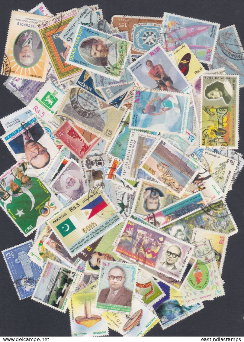 Pakistan 90+ Different Used Stamps, Birds, Map, Sports, Flag, Painting, Jinnah - Pakistán