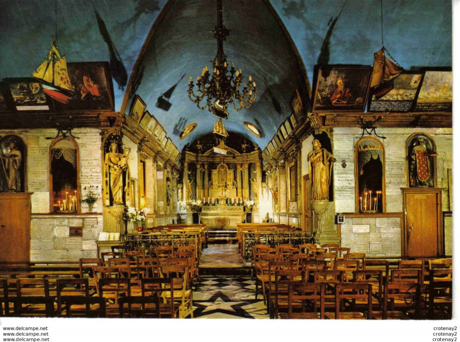 14 HONFLEUR N°143 65 Intérieur De Notre Dame De Grâce Choeur Autel VOIR DOS - Kerken En Kloosters