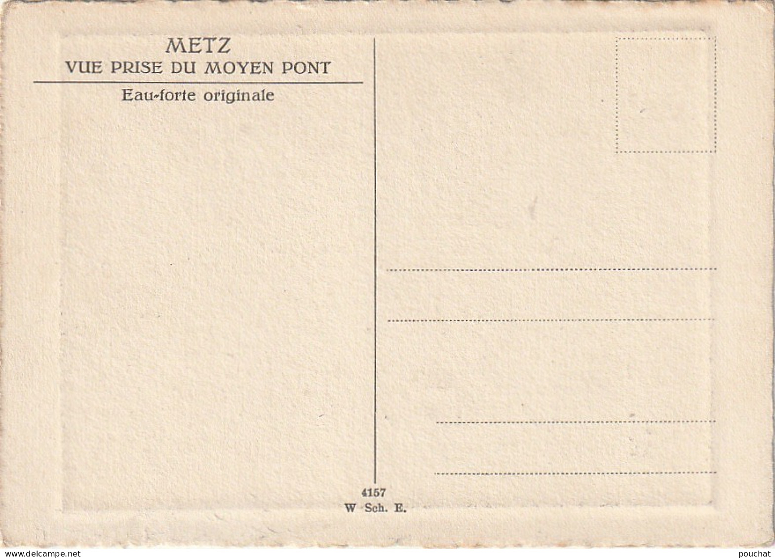 XXX -(57) METZ - VUE PRISE DU MOYEN PONT - ILLUSTRATION EAU FORTE - 2 SCANS - Metz