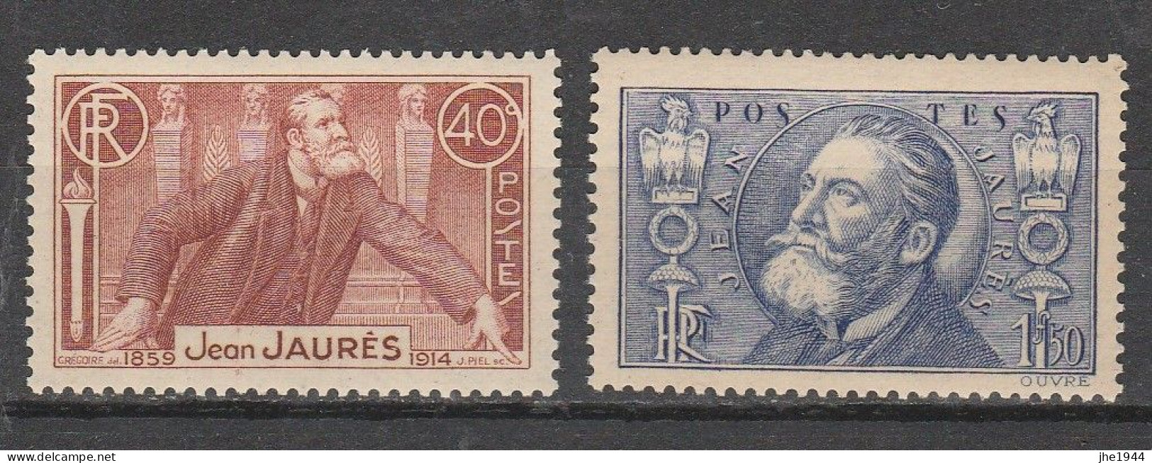 France N° 318 Et 319 ** Mort De Jean Jaurés - Unused Stamps