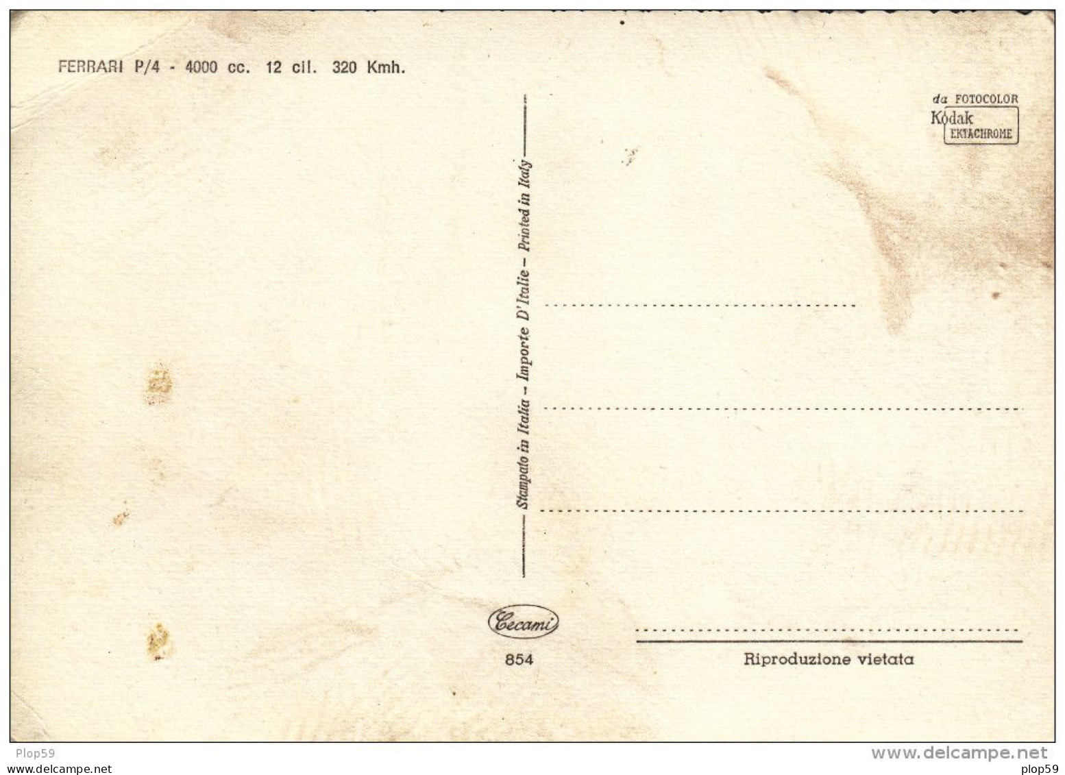 2 Scans AUTOMOBILE " FERRARI P/4 " ED CECAMI 854 4000cc 12 Cil 320 KmhCPM / CPSM 10X 15 NEUVE - Other & Unclassified