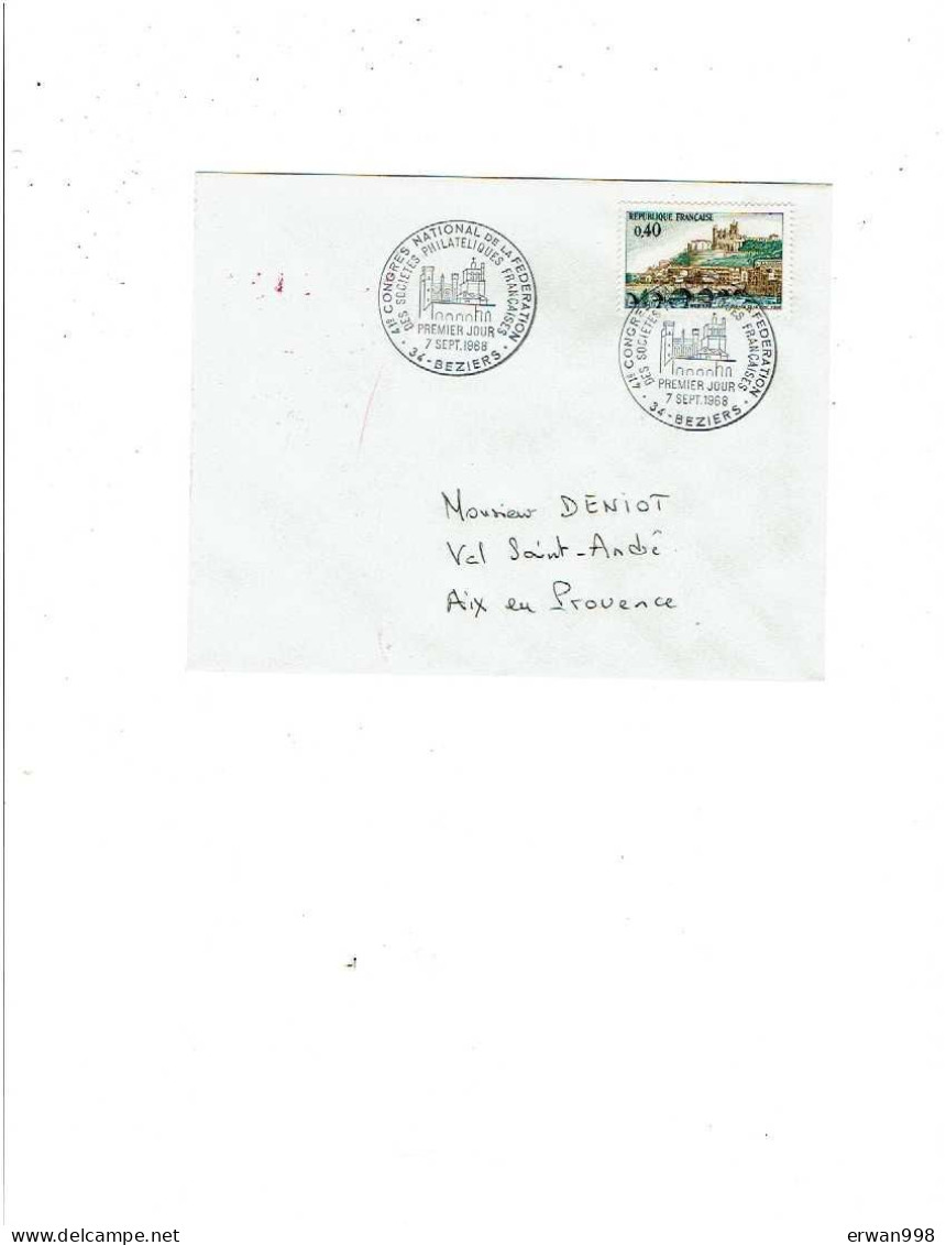 34 BEZIERS PJ 7/0/1968 & Congrés De La FSPF  1204 - Commemorative Postmarks