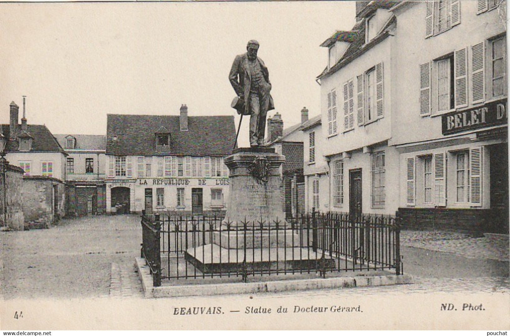 XXX -(60) BEAUVAIS - STATUE DU DOCTEUR GERARD  - " LA REPUBLIQUE DE L' OISE " - IMPRIMERIE- 2 SCANS - Beauvais