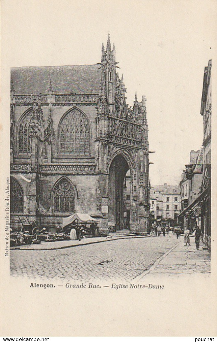 XXX -(61) ALENCON - GRANDE RUE - EGLISE NOTRE DAME - ANIMATION - ETALS - 2 SCANS - Alencon