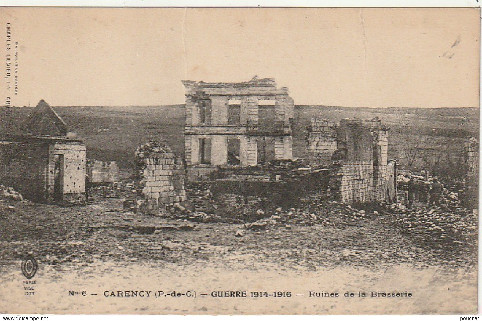 XXX -(62) GUERRE 1914/16 - CARENCY - RUINES DE LA BRASSERIE - 2 SCANS - Other & Unclassified