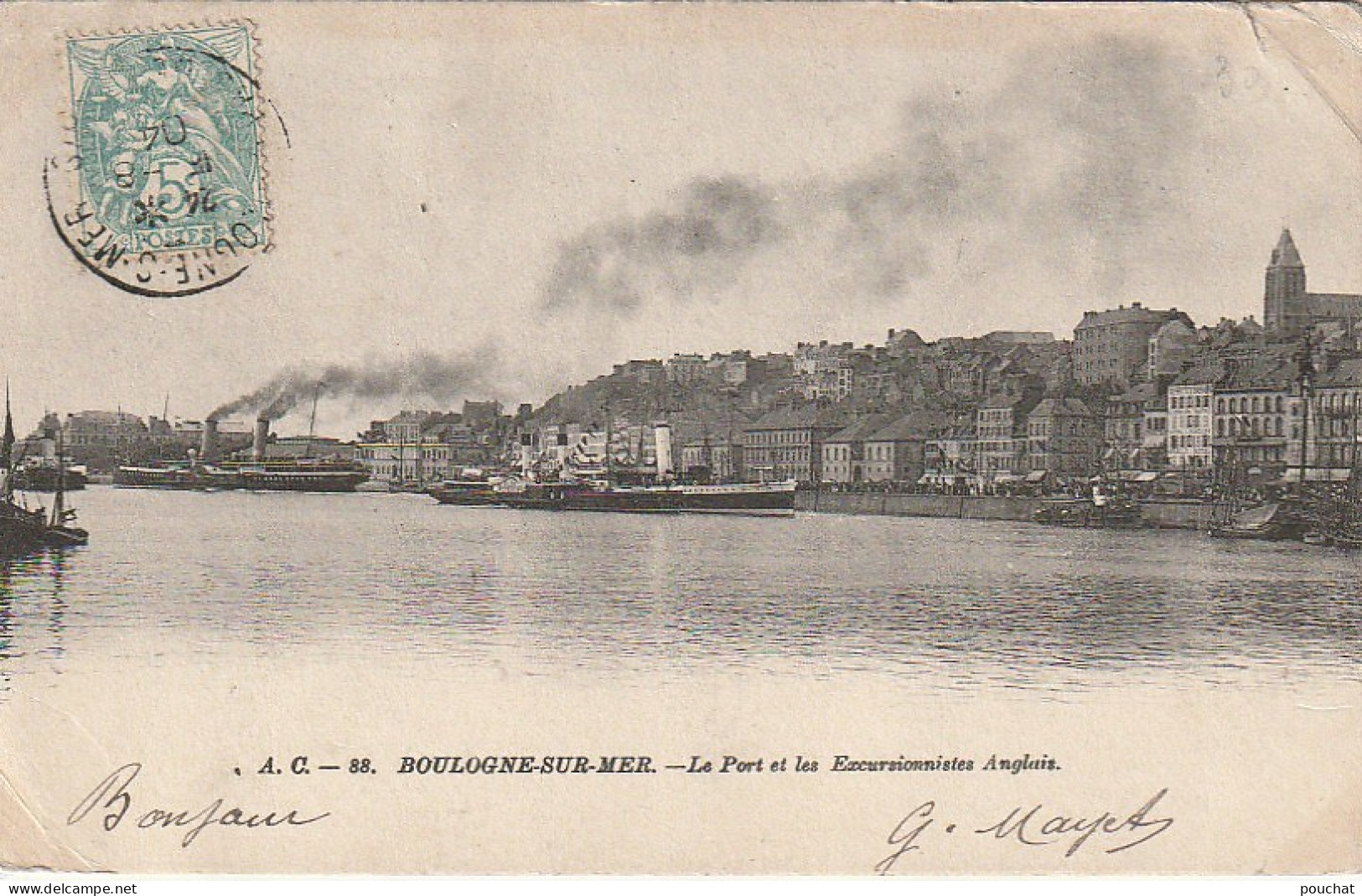 XXX -(62) BOULOGNE SUR MER - LE PORT ET LES EXCURSIONNISTES ANGLAIS - 2 SCANS - Boulogne Sur Mer