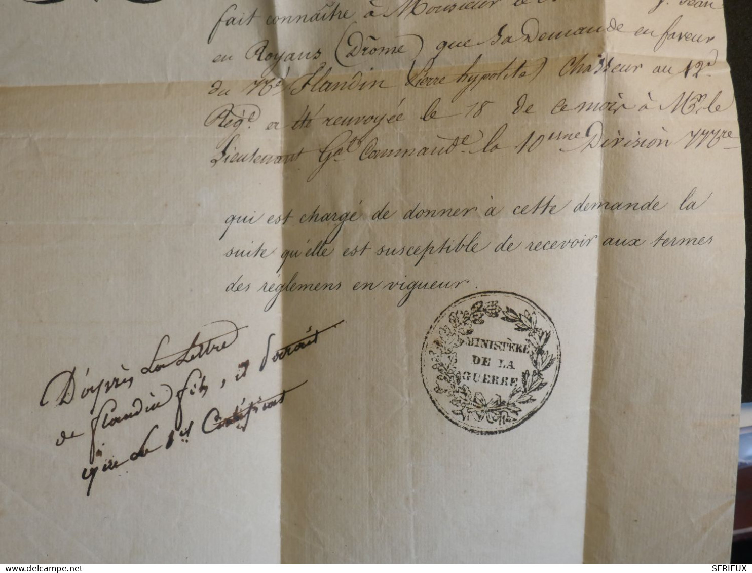 DN19 FRANCE  LETTRE  MINISTERE DE LA  GUERRE 1833 PARIS A ST JEAN  + AFF.  D ETAT+++ - 1801-1848: Précurseurs XIX