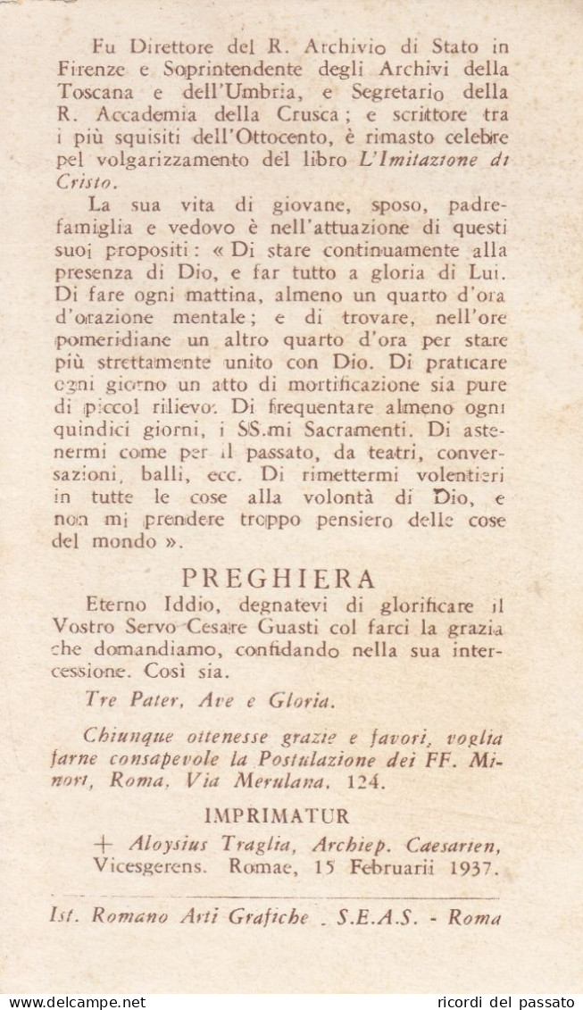 Santino Il Servo Di Dio Cesare Guasti - Terziario Francescano - Devotieprenten