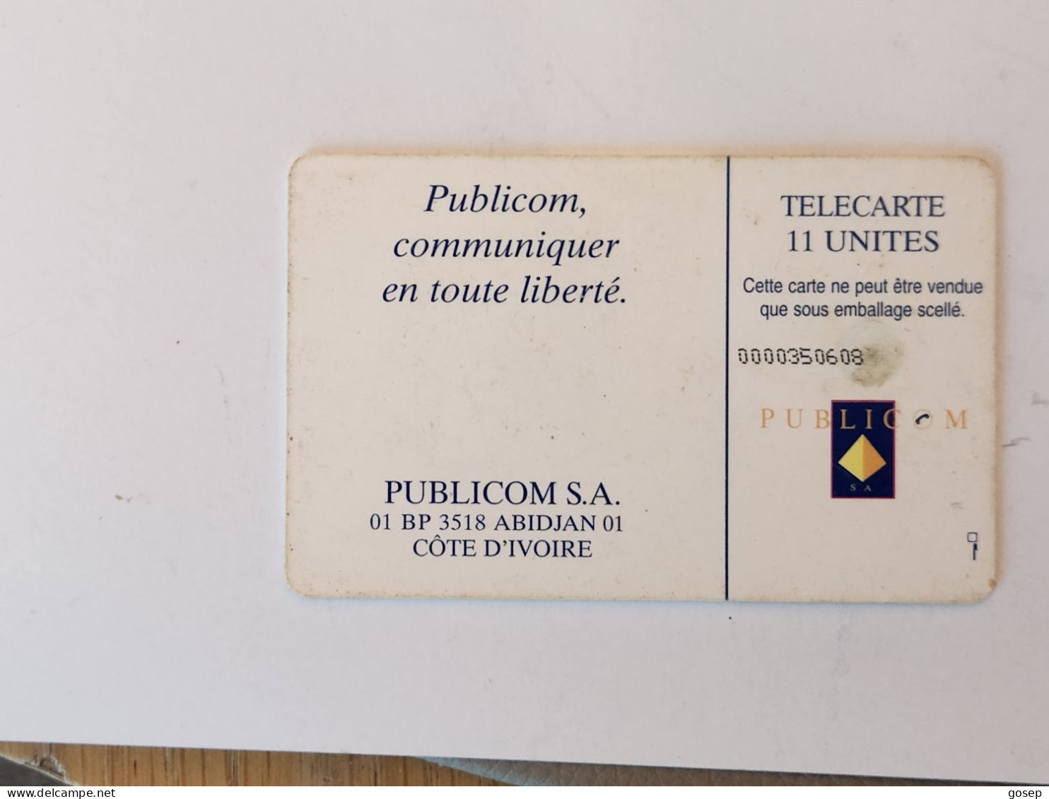 Ivory Coast-(CI-PUB-REF-0005B)-LOGO-(28)-(publicom)-(0000350608)-used Card+1card Prepiad Free - Côte D'Ivoire