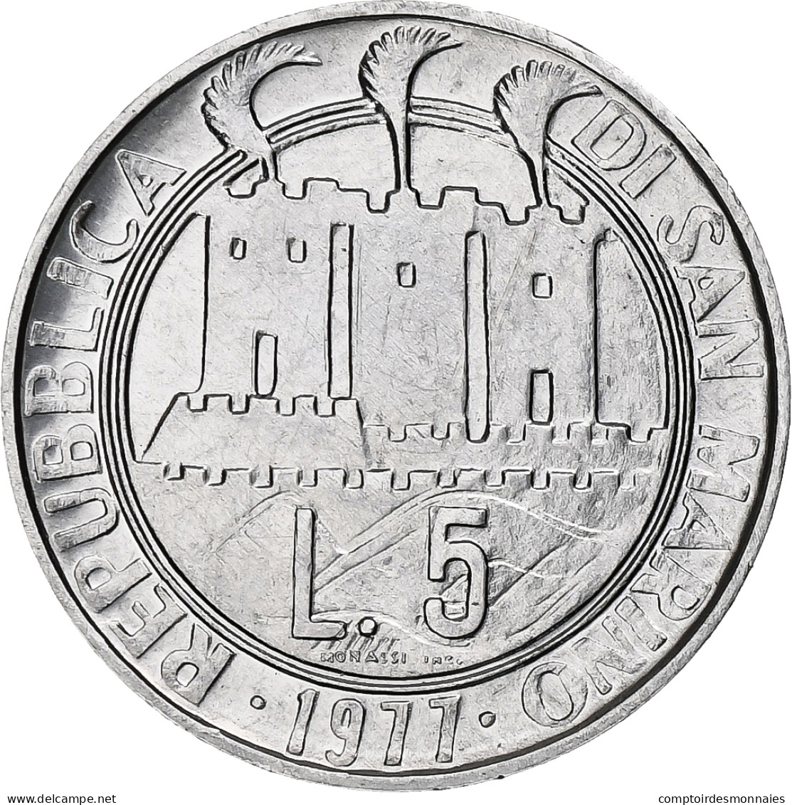 Saint Marin , 5 Lire, Protection Of Nature, 1977, Rome, BU, Aluminium, SPL - San Marino