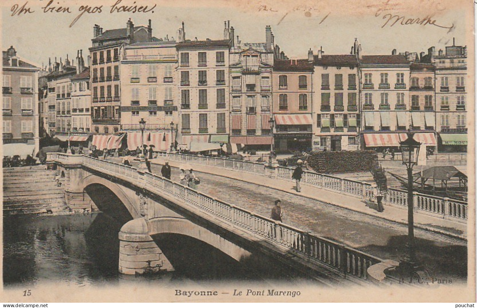 XXX -(64) BAYONNE - LE PONT MARENGO - CARTE COLORISEE - 2 SCANS - Bayonne