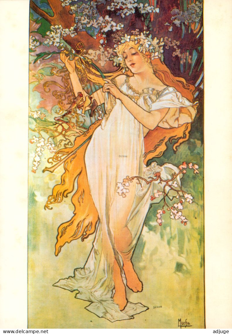 CPM- Alphonse MUCHA - Art Nouveau - Allégorie Du Printemps - Nymphe - Lyre - SUP*** Scan Recto/Verso - Mucha, Alphonse