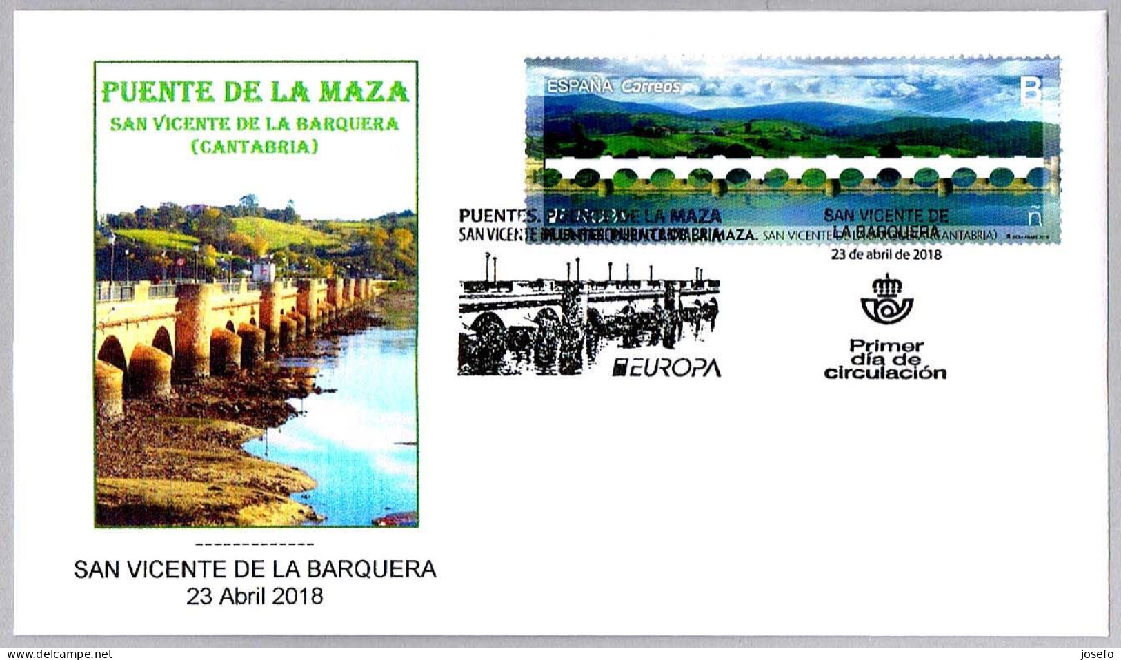 PUENTE DE LA MAZA - Bridge. FDC San Vicente De La Barquera, Cantabria, 2018 - Bridges