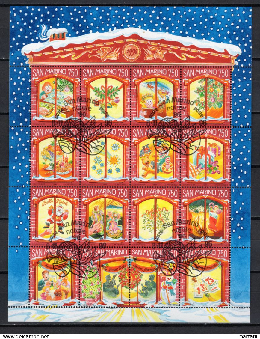 1996 SAN MARINO BF 44 USATO Natale, Christmas - Blocks & Kleinbögen