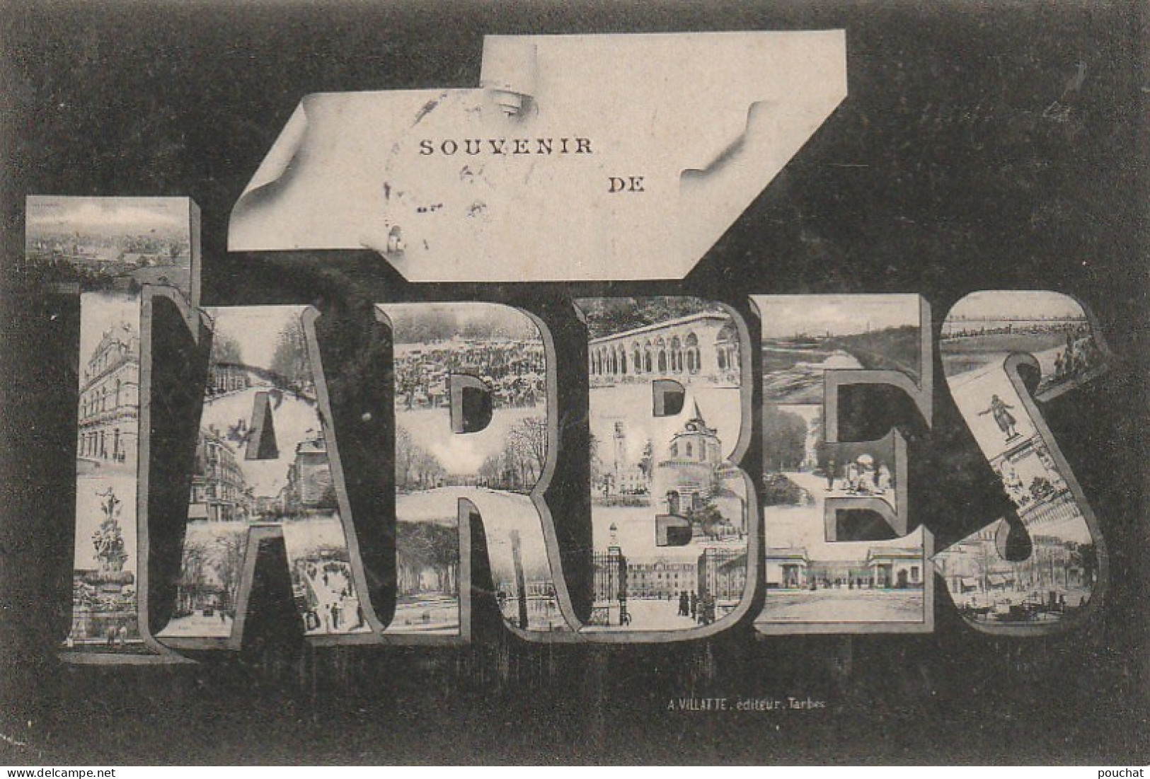 XXX -(65) SOUVENIR DE TARBES - CARTE FANTAISIE - LETTRES MULTIVUES - 2 SCANS - Tarbes