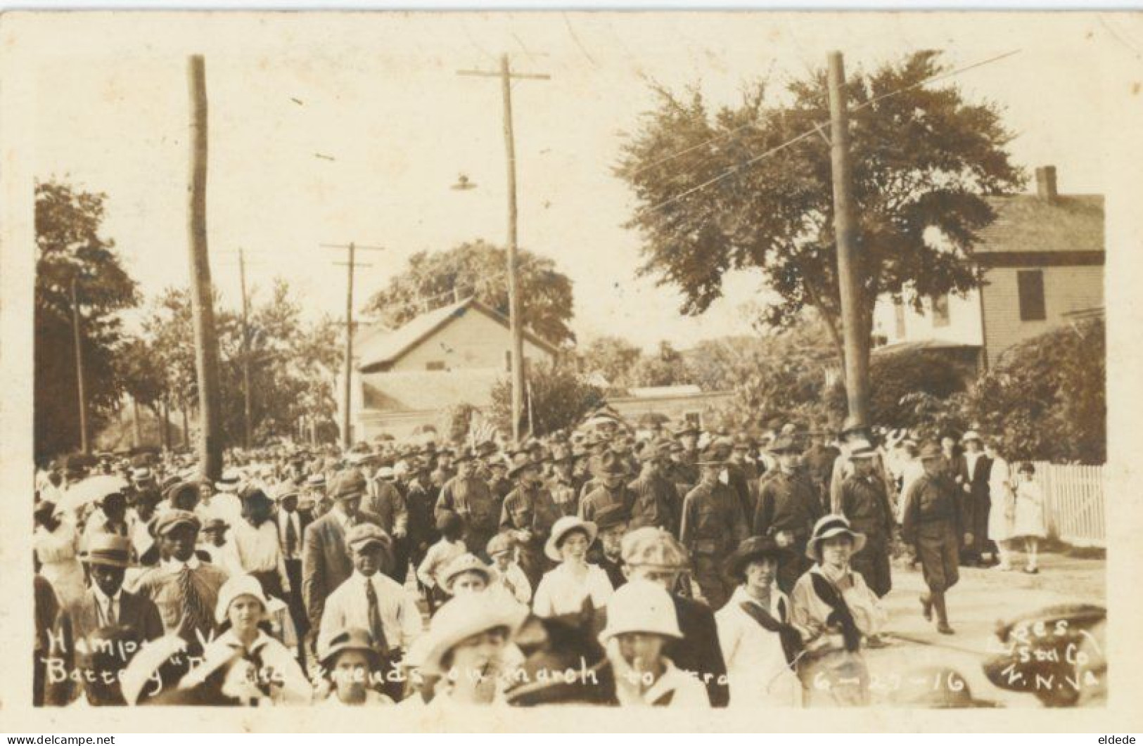 Real Photo Hampton Battery D  Black And White People On A Parade - Hampton