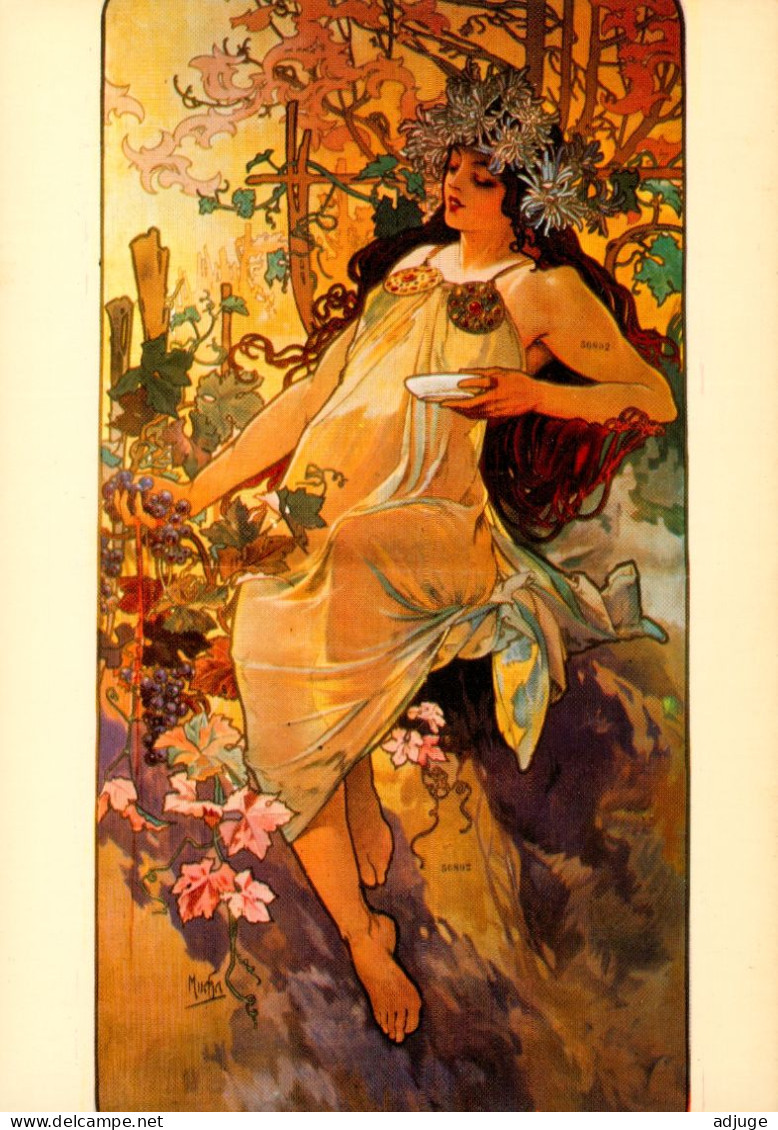 CPM- Alphonse MUCHA - Art Nouveau - Allégorie De L'AUTOMNE - Nymphe - Vendanges - Raisin - SUP*** Scan Recto/Verso - Mucha, Alphonse