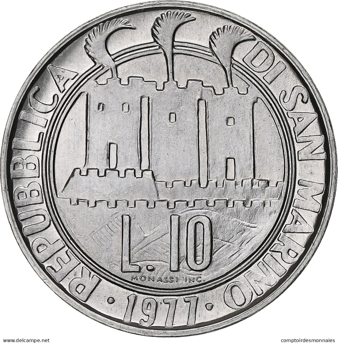 Saint Marin , 10 Lire, Protection Of Nature, 1977, Rome, BU, Aluminium, SPL - Saint-Marin