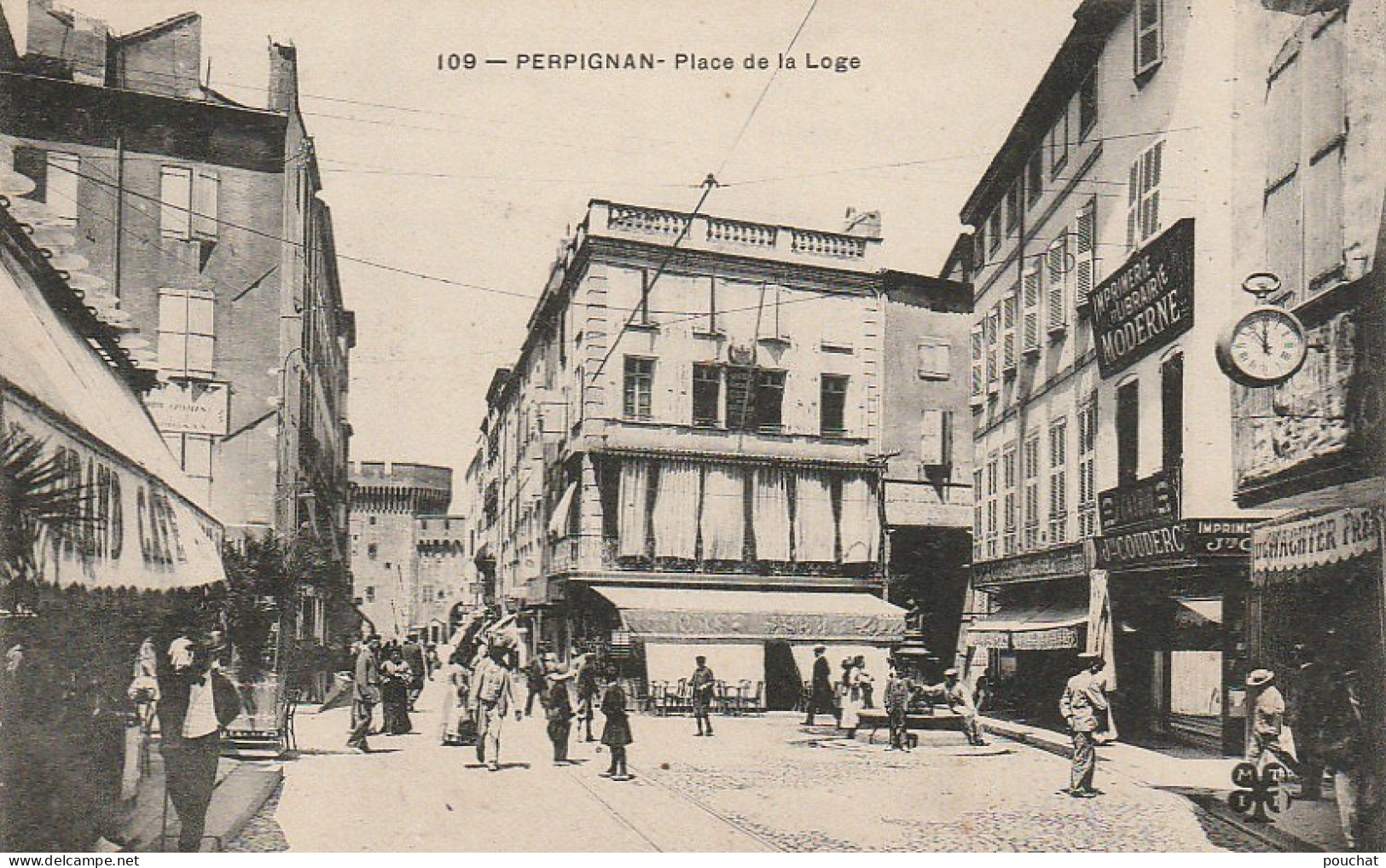 XXX -(66) PERPIGNAN - PLACE DE LA LOGE - ANIMATION - COMMERCES " GRAND CAFE " , IMPRIMERIE COUDERC - 2 SCANS - Perpignan