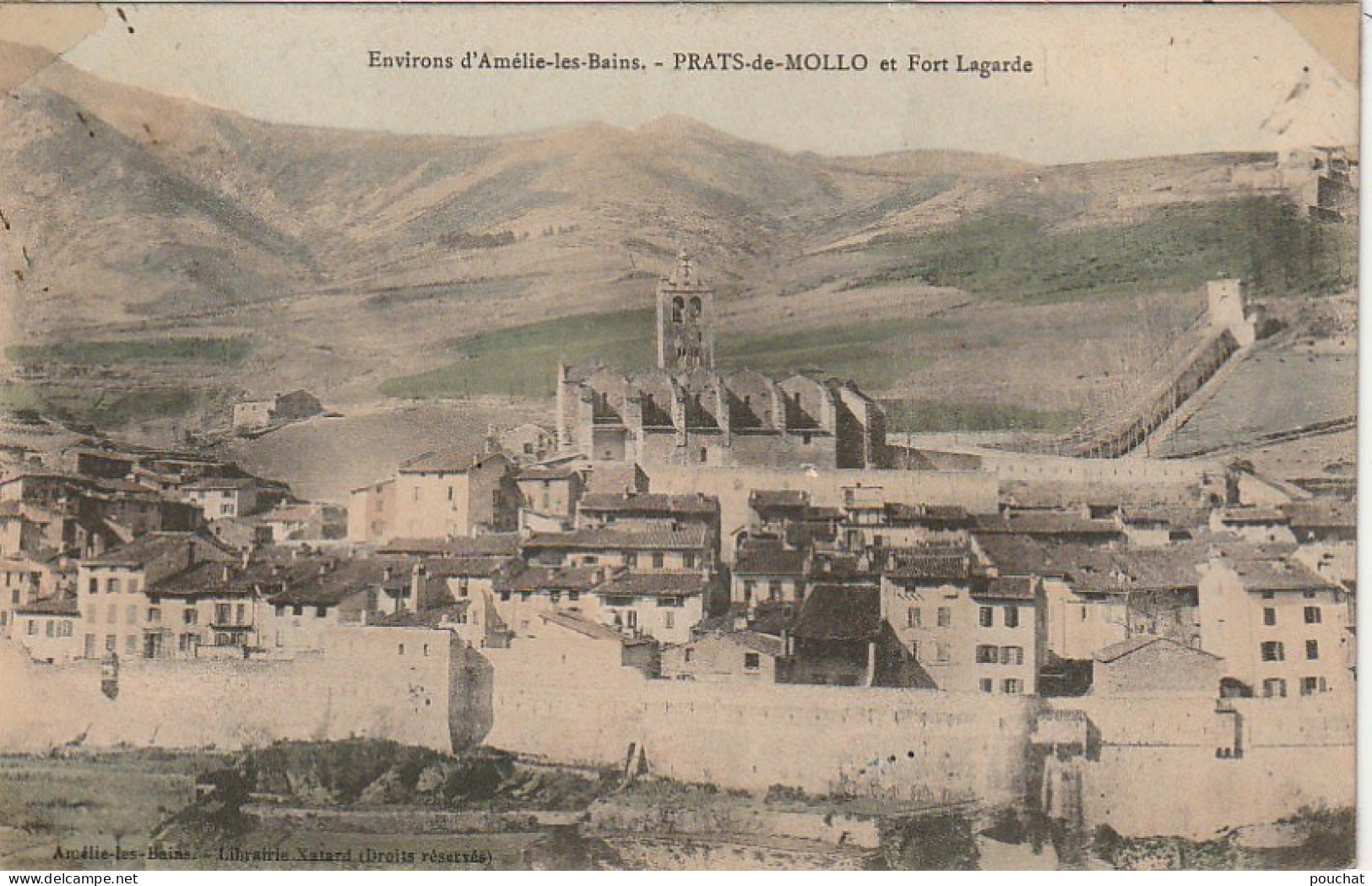 XXX -(66) ENVIRONS D' AMELIE LES BAINS - PRATS DE MOLLO ET FORT LAGARDE - TIMBRE TAXE - CARTE COLORISEE  - 2 SCANS - Otros & Sin Clasificación