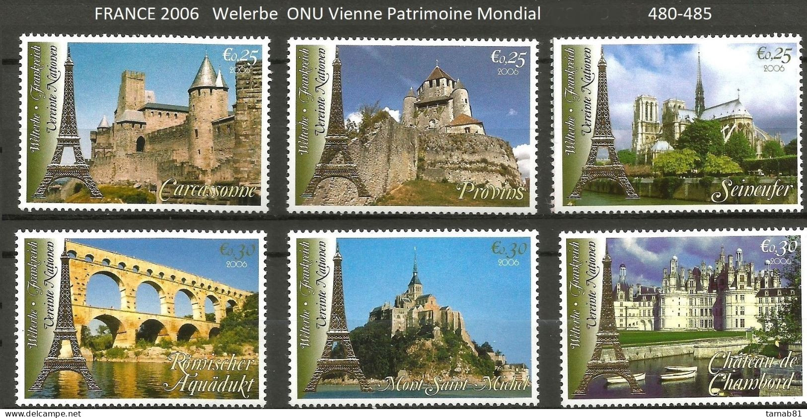 ONU Nations Unies Complet Vienne **  2000 2001 2002 2003 2004 2005 2006 2007 2009 Patrimoine Mondial issus carnets