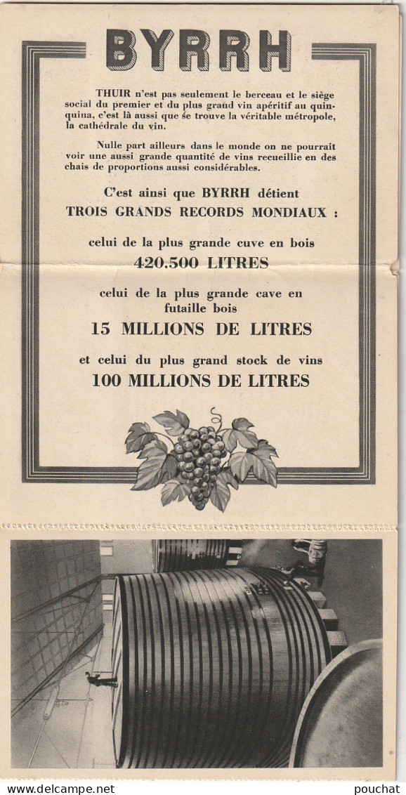 XXX -(66) THUIR - UNE PARTIE DES CHAIS DE BYRRH - DEPLIANT DE 6 CARTES : HALL D' EXPEDITION ,  ETS BYRRH , CUVES ... - Dépliants Touristiques