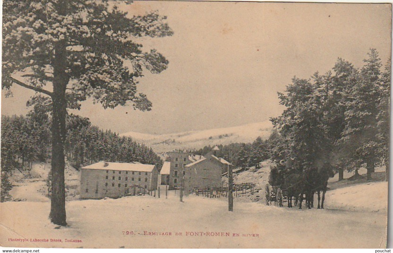 XXX -(66) ERMITAGE DE FONT ROMEU EN HIVER - ATTELAGE CHEVAUX - 2 SCANS - Otros & Sin Clasificación