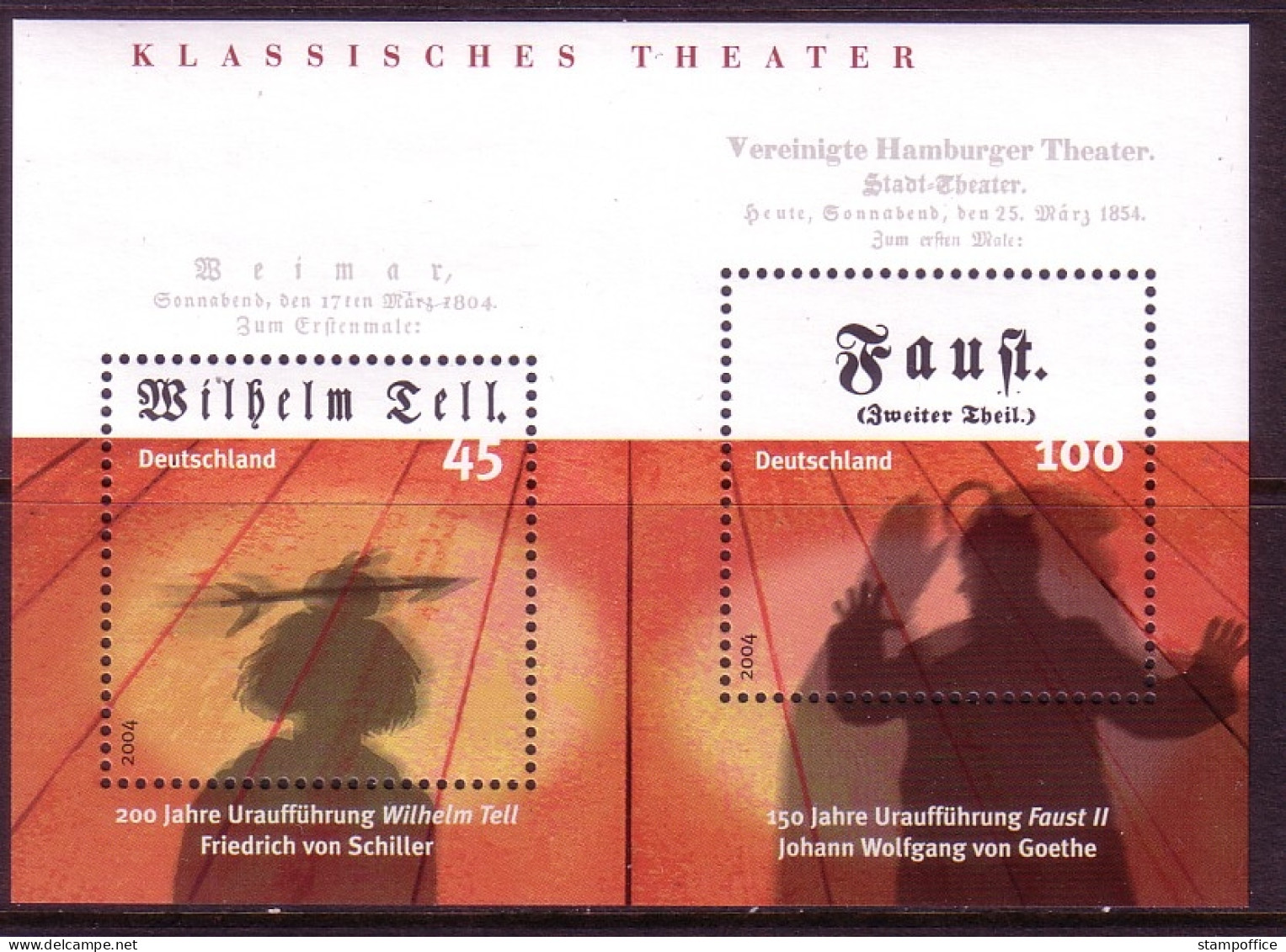 DEUTSCHLAND BLOCK 65 POSTFRISCH(MINT) KLASSISCHES THEATER WILHELM TELL FAUST II - Sonstige & Ohne Zuordnung